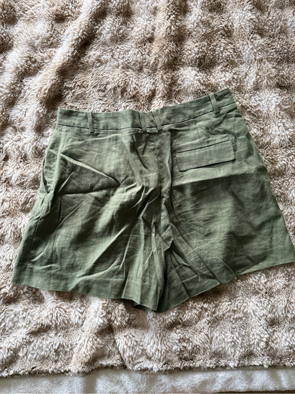 Zara Olive Green High-Waist Linen-Blend Shorts - Picture 7 of 10
